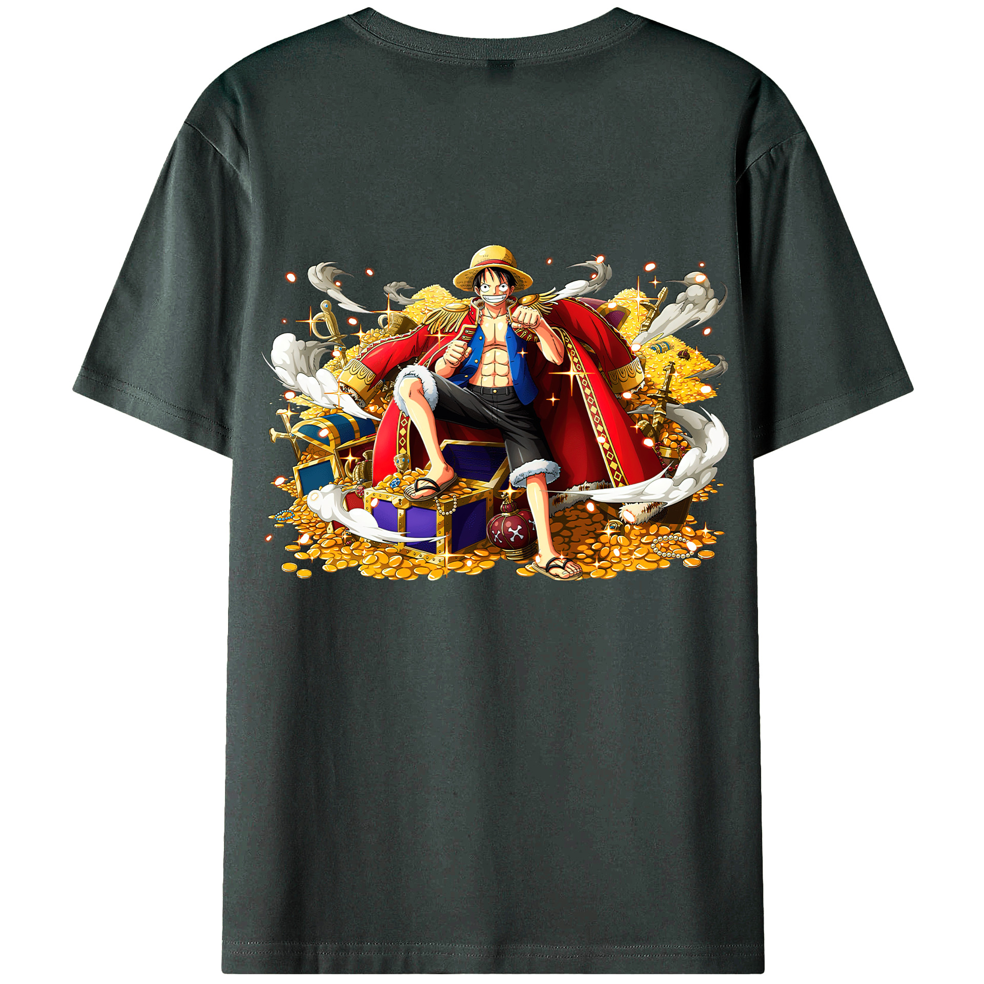 ワンピース モンキー・D・ルフィ ONE PIECE Monkey D. Luffy 綿100％ メンズ半袖Tシャツ（バックプリント） 通気性